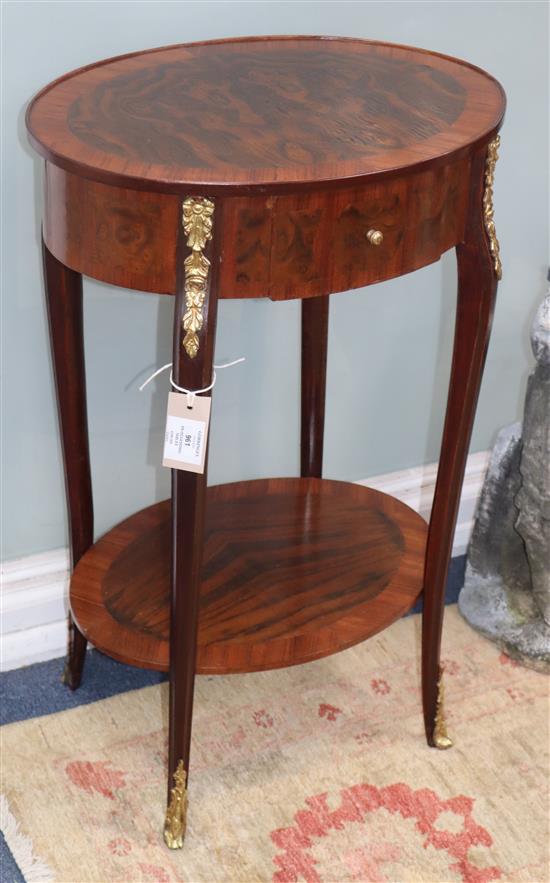 A pair of Louis XVI style oval two tier occasional tables W.45cm